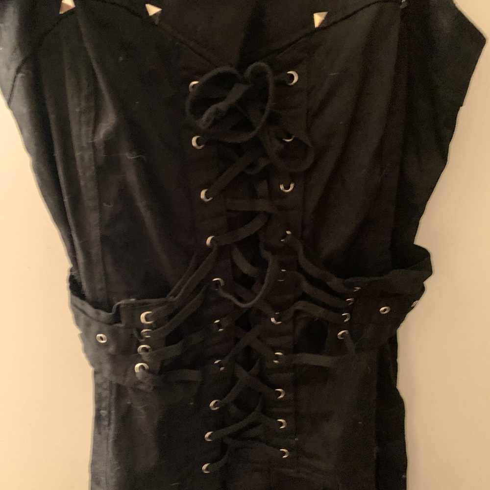Tripp NYC Y2K Goth Corset Top Studded Mini Dress